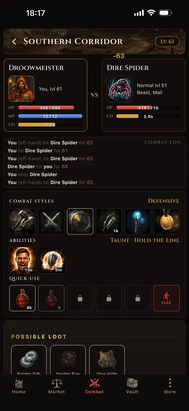 Vireldan Idle: Combat the server settles