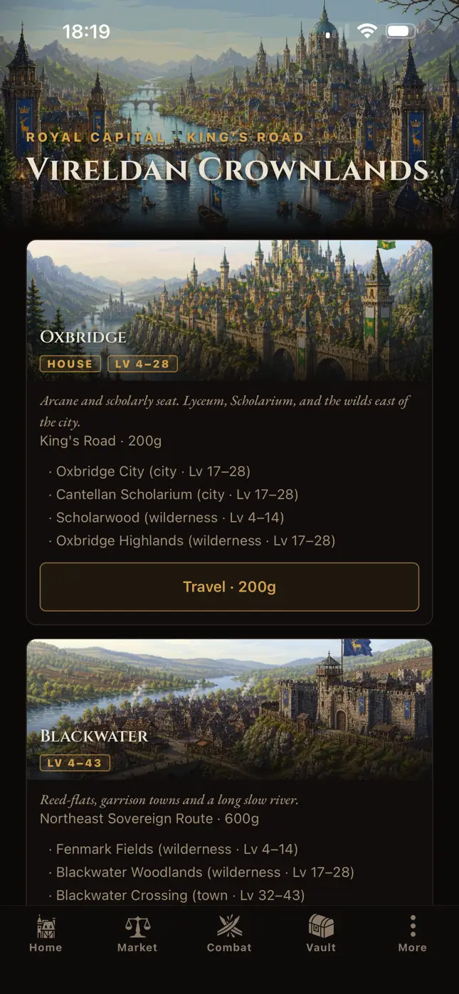 Vireldan Idle: Nine regions, one road